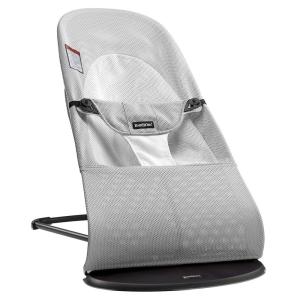 image:imageBabyBjrn Bouncer Balance Soft BeigeGray WovenJersey  2in1 Adjustable Baby Bouncer Seat and Toddler Chair Newborn to Toddler 829 lbs 4 Positions Lightweight amp PortableSilverWhite