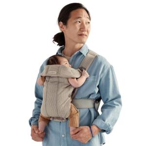image:imageBabyBjrn Baby Carrier Mini Black Woven  Newborn Carrier 725 lbs Ergonomic EasytoUseGray beige