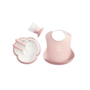 image:imageBabyBjrn Baby Dinner Set 5 pc Gray  Includes Baby Bib Baby Plate Baby Fork Baby Spoon and Baby Cup  Dishwasher Safe  Toddler Feeding Set for selfFeeding or Babyled weaningPowder Pink