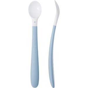 image:imageBabyBjrn Feeding Spoon 2Pack Powder Pink Includes Baby Plate Baby Fork Baby Spoon and Baby Cup Dishwasher Safe Toddler Feeding Set for selfFeeding or Babyled WeaningPowder Blue