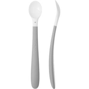 image:imageBabyBjrn Feeding Spoon 2Pack Powder Pink Includes Baby Plate Baby Fork Baby Spoon and Baby Cup Dishwasher Safe Toddler Feeding Set for selfFeeding or Babyled WeaningGray