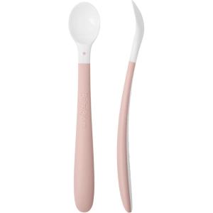 image:imageBabyBjrn Feeding Spoon 2Pack Powder Pink Includes Baby Plate Baby Fork Baby Spoon and Baby Cup Dishwasher Safe Toddler Feeding Set for selfFeeding or Babyled WeaningPowder Pink